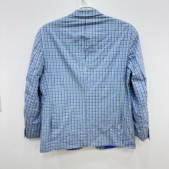 Crown and Ivy Mens Sport Coat Southern Style Plaid pink blue checked Sz 46 R - Picture 2 of 6